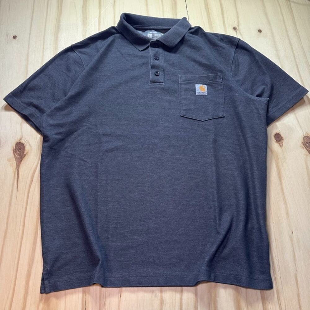 Carhartt Polo Shirt Mens Large Gray K570 CRH Loose Fit Short Sleeve Pocket Work